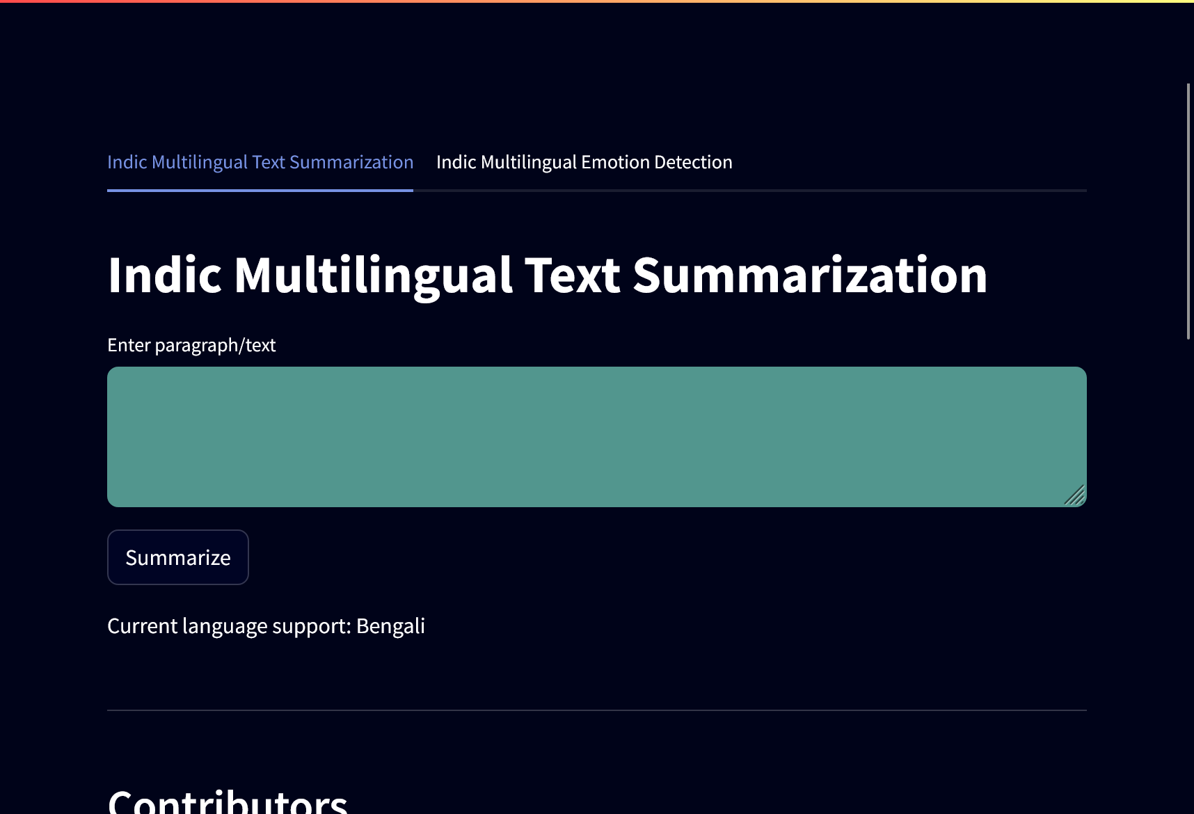 Indic Multilingual Emotion Detection UI